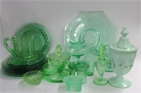 Large Lot of Green Glass Serving ware