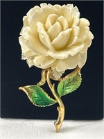 Vintage Mamselle 3D Lucite Rose Flower Brooch