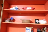 Two Pyrex Containers & Contents of Cabinet