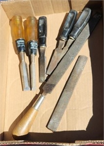 Assorted wood chisels files
