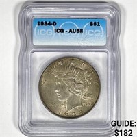 1934-D Silver Peace Dollar ICG AU58