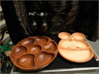 CERAMIC MOUSE HORDERVES TRAY, WOOD SERVING TRAY