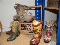 WESTERN DECOR LOT-BOOTS & SHOES CRATE W/BOOT