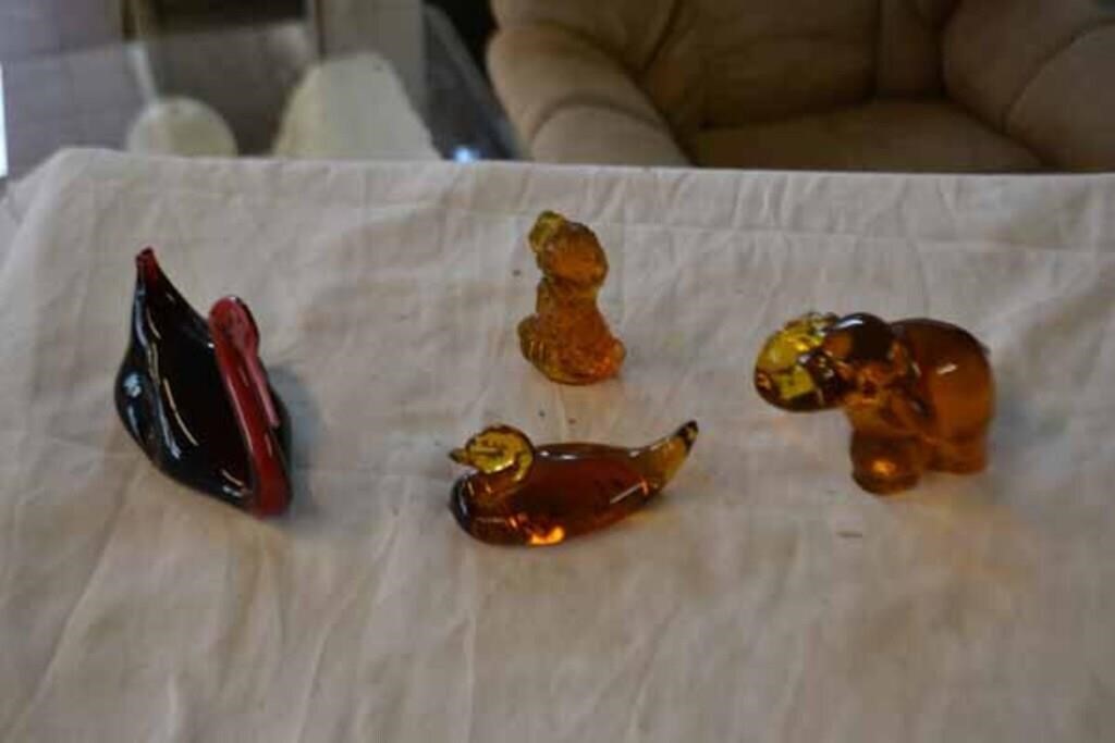 Lot of 4 Art Glass Animal Figurines