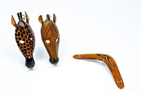 Spirit Animal Tribal Masks & Australian Boomerang