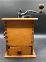 Antique Handcrank Wooden Coffee Grinder
