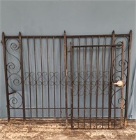 7' Wrought Iron Fence w 3' Gate & Latch Post /