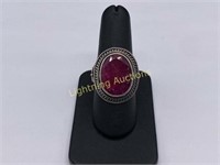 STERLING SILVER SAMUEL BENHAM FACETED RUBY RING