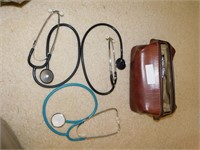 Vintage Bag with 3 Stethoscopes