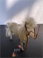 Vintage Felt Covered White Horse with Saddle