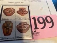 PUEBLO INDIAN ART  1977 4PC STAMP