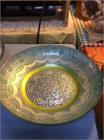 Blue and silver dish