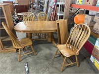 Heavy Blonde Oak Dining Table and Chairs.