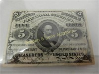 US SERIES 1863 FIVE CENT FRACTIONAL CURRENCY NOTE