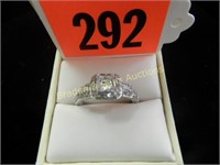 LADIES STERLING SILVER AND CZ RING. SIZE 8.5