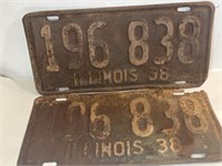 Vintage Matching Pair 1938 Illinois License