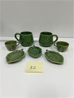 Bordallo Pinheiro Cabbage Mugs Small Plates