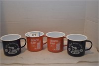 Four Metal Beach Bar Cups. New w/Tag