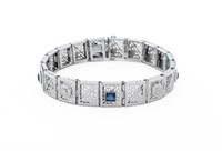 10K White Gold Sapphire Diamond Bracelet