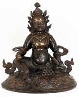 Old Chinese Bronze Yellow Jambhala Figure / Statue