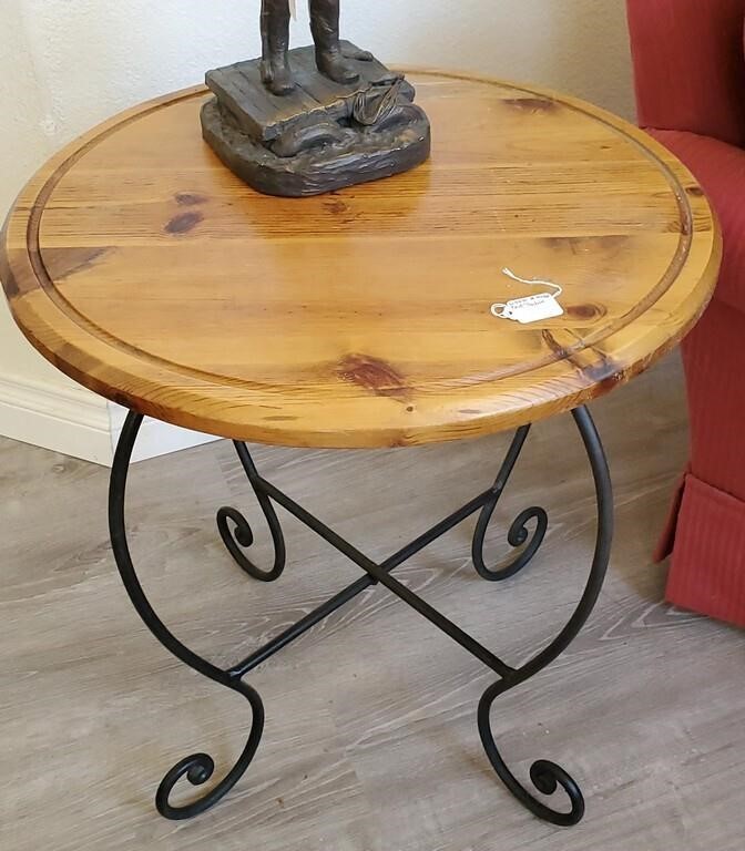 Wood And Metal End Table