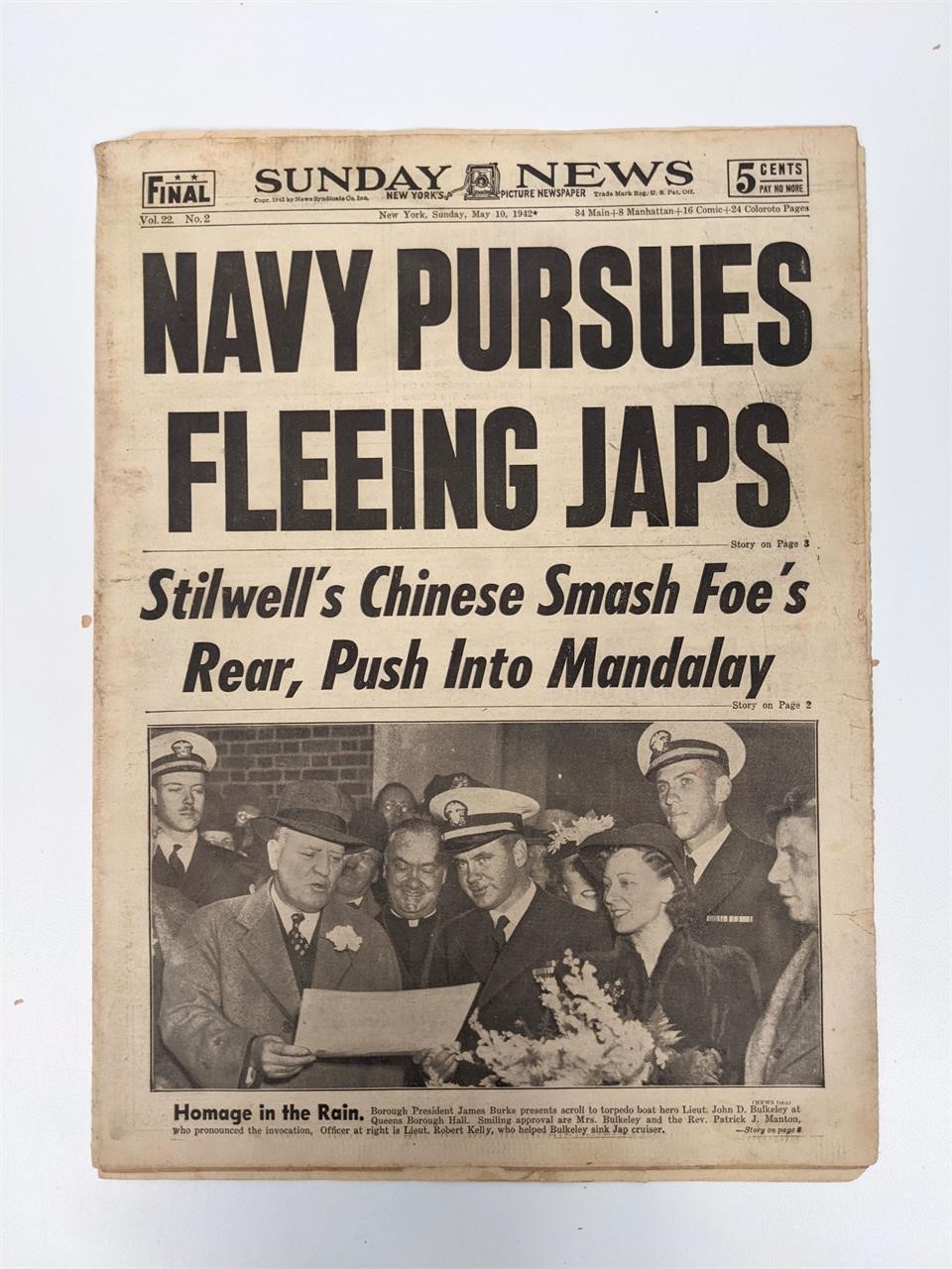 Sunday News 1942 Vintage Newspaper