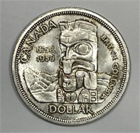 CANADA: 1958 Silver "Death" Dollar $1 Totem Pole