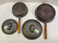 8" & 10" CAST IRON SKILLETS WITH LIDS