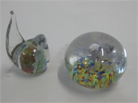 Murano Style Glass Orb/ Paperweight & Bird