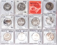 Coin 11 United States Walking Liberty Half Dollars