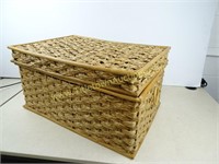 Wicker Basket with Hinged Lid - 25x17x13H