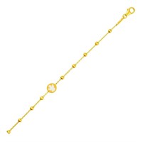 14k Gold Childrens Bracelet With Angel & Beads