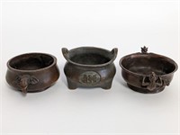 3 Antique Chinese Bronze Censers