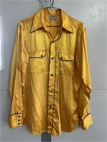 Western yellow rayon shirt. HBarC brand. No s