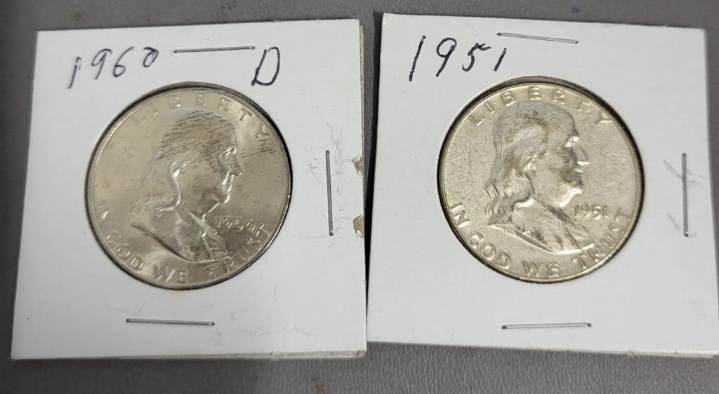 1951 & 1960D franklin half dollars