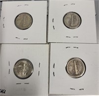 4 BARBER DIMES 1935,1936,1941,1942