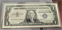 1957A silver certificate 1 dollar bill