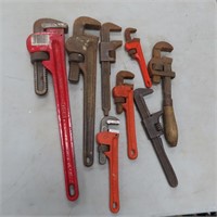 Eight Pipe Wrenches
