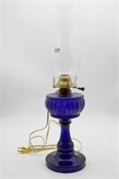 Cobalt Blue Converted Oil Lamp
