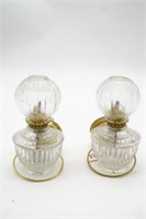 Pair of Wall Oil Lamps with Brackets