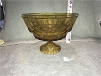 Vintage Green or Amber Glass Fruit Bowl