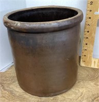 10" brown salt glaze stoneware crock