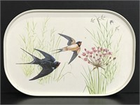 White bird & flowers melamine tray