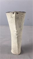 Signed 12" Face Pottery Vase