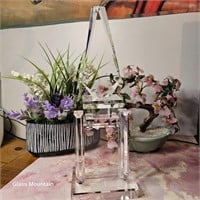 Vintage Clear Crystal Glass Show Case Trophy