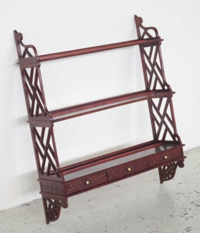 Mahogany 3 tier wall display shelf