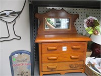 Wooden Doll Size Dresser w/Mirror