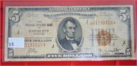 1929 $5. National Currency