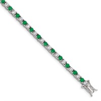 Sterling Silver- Green Glass Bracelet
