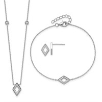 Sterling Silver-Bracelet-Necklace Earrings Set